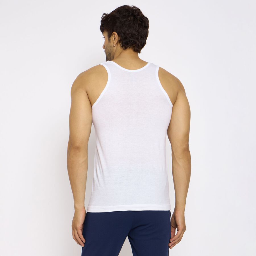 Men's 100% Cotton Vest, White, large
