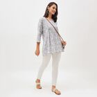 Women's Light Grey Round Neck Floral Printed Kurti, Light Grey, small image number null