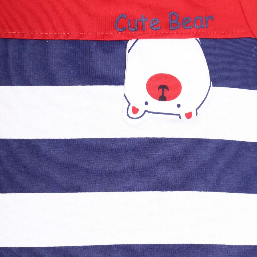 Infants Cotton Stripes Baba Suit, Red, large image number null