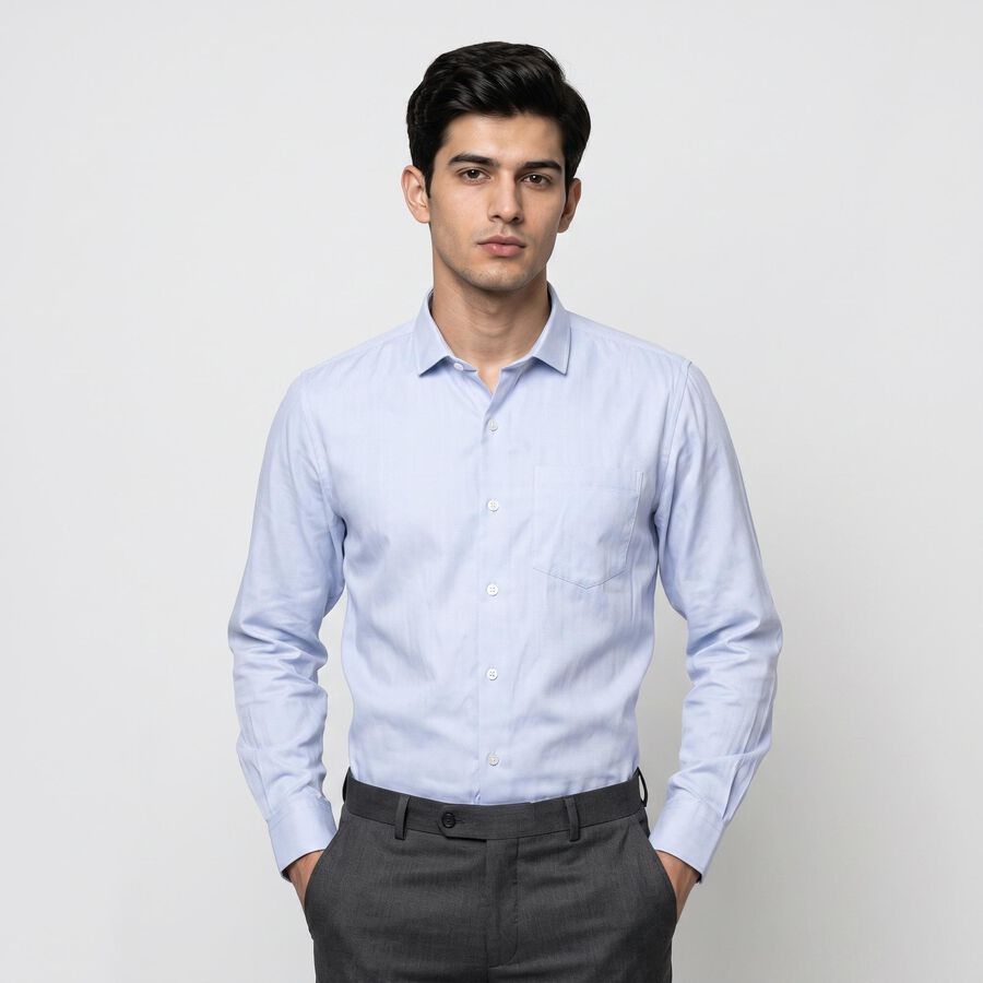 Men's Light Blue Formal Shirt, Light Blue, large
