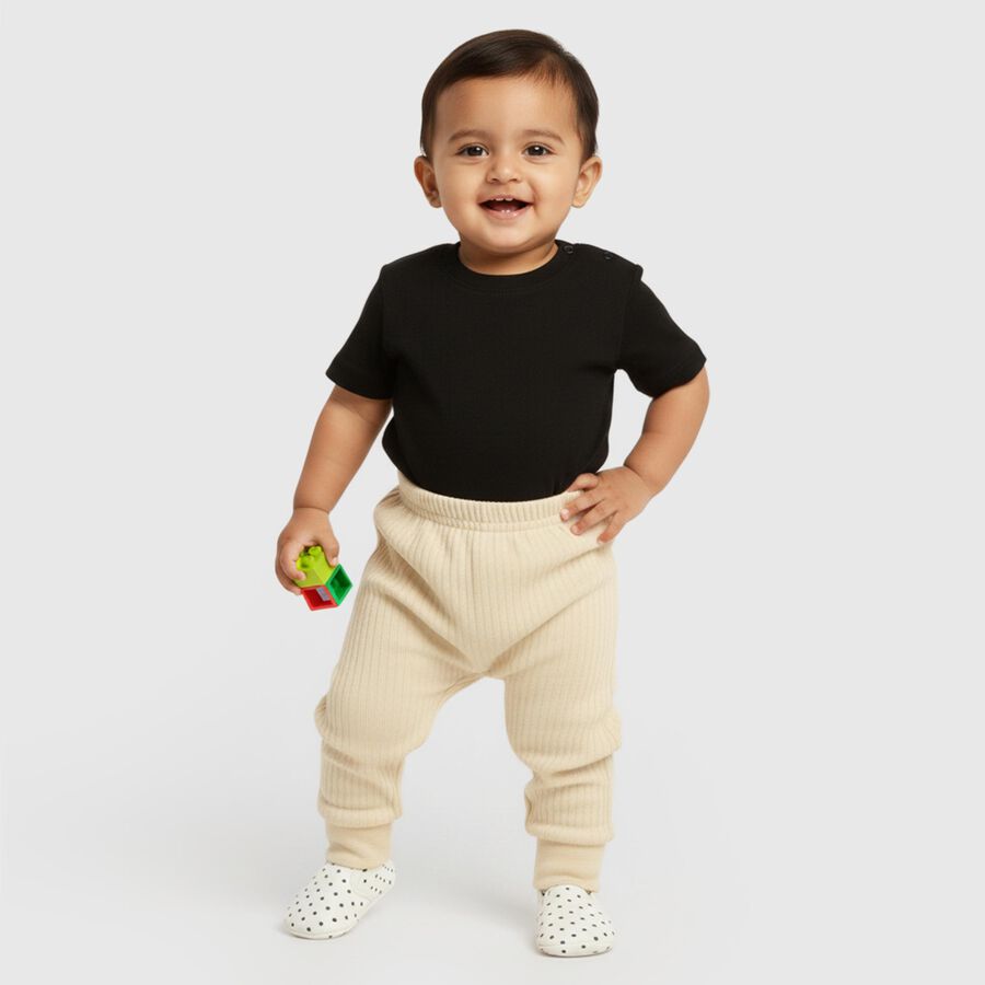 Infants Light Beige Thermal Pants, Beige, large image number null