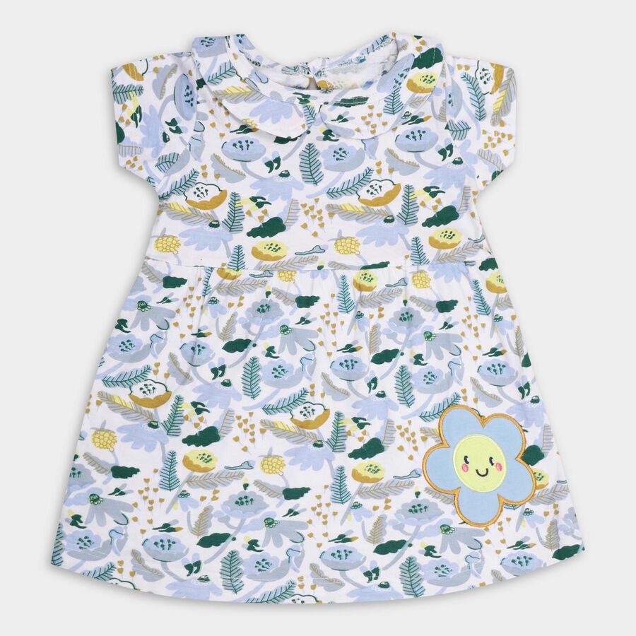 Infant Girls' 100% Cotton Frock , सफ़ेद, large image number null