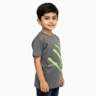 Boys' Dark Olive Green Cotton Round Neck Graphic Printed T-Shirt, Olive, small
