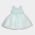 Girls' Soft Aqua Lace Overlay Party Frock, Light Green, small image number null