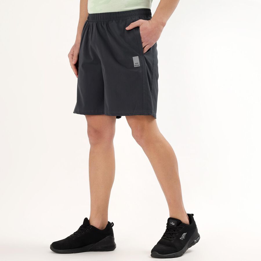 Men's Dark Charcoal Black Regular Fit Sports Bermuda Shorts, Dark Grey, large