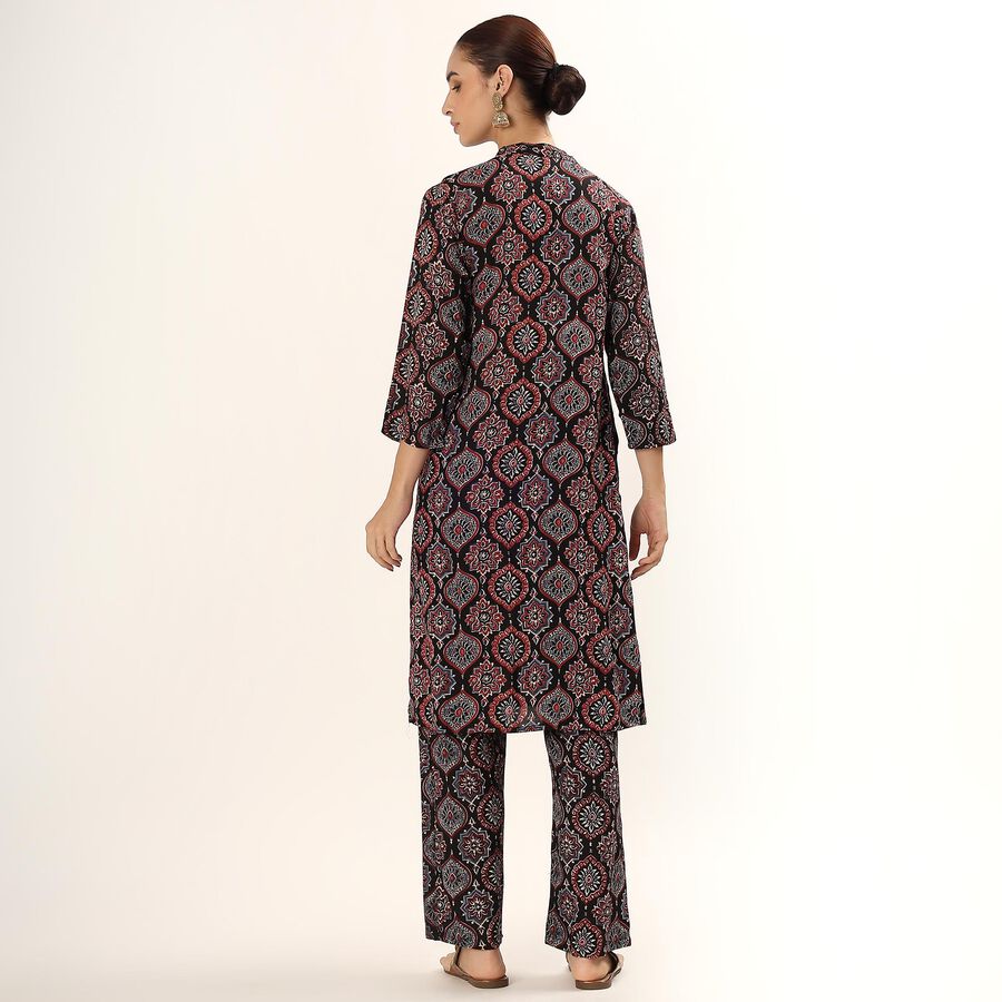 Women's Black Printed Ethnic Set, Black, large image number null