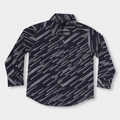 Boys' Deep Midnight Navy Blue Cotton Classic Casual Shirt