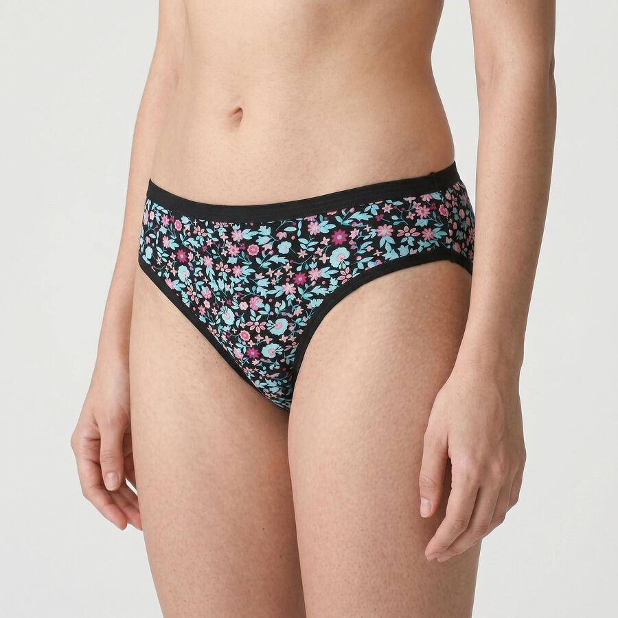 Women's Black Regular Fit Floral Print Panty, Black, large