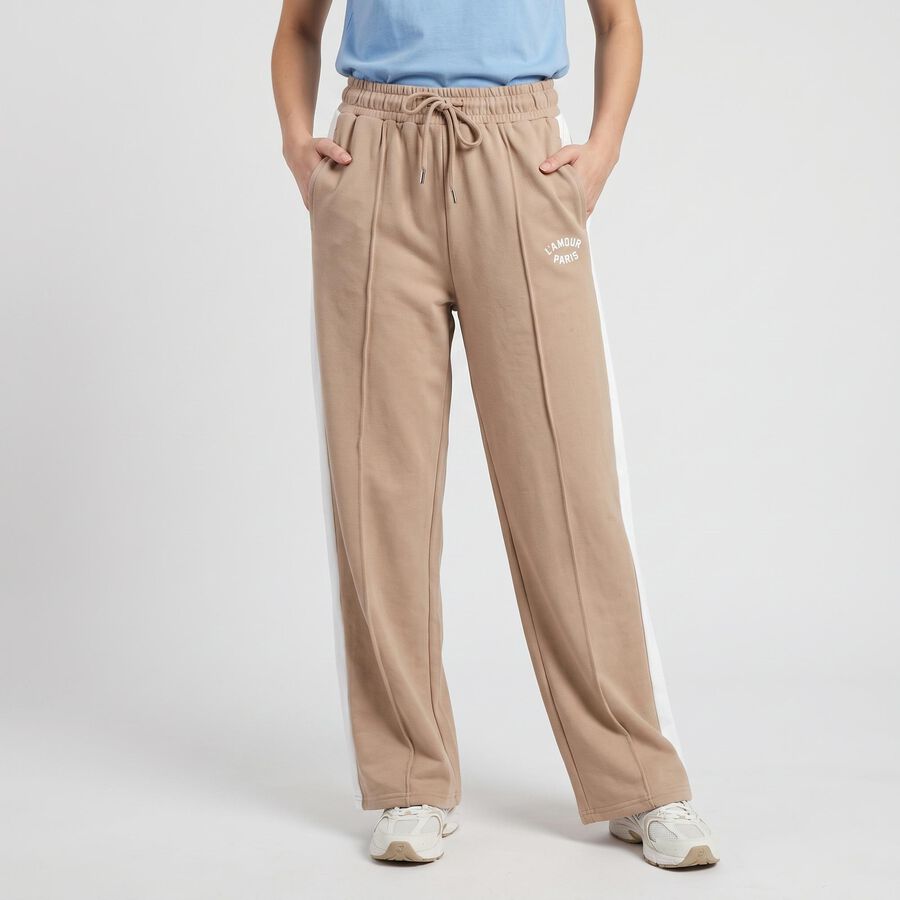 Women's Beige Straight Fit Track Pants, Beige, large