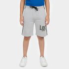 Boys' Grey Cotton Blend Regular Fit Bermuda Shorts, Melange Light Grey, small