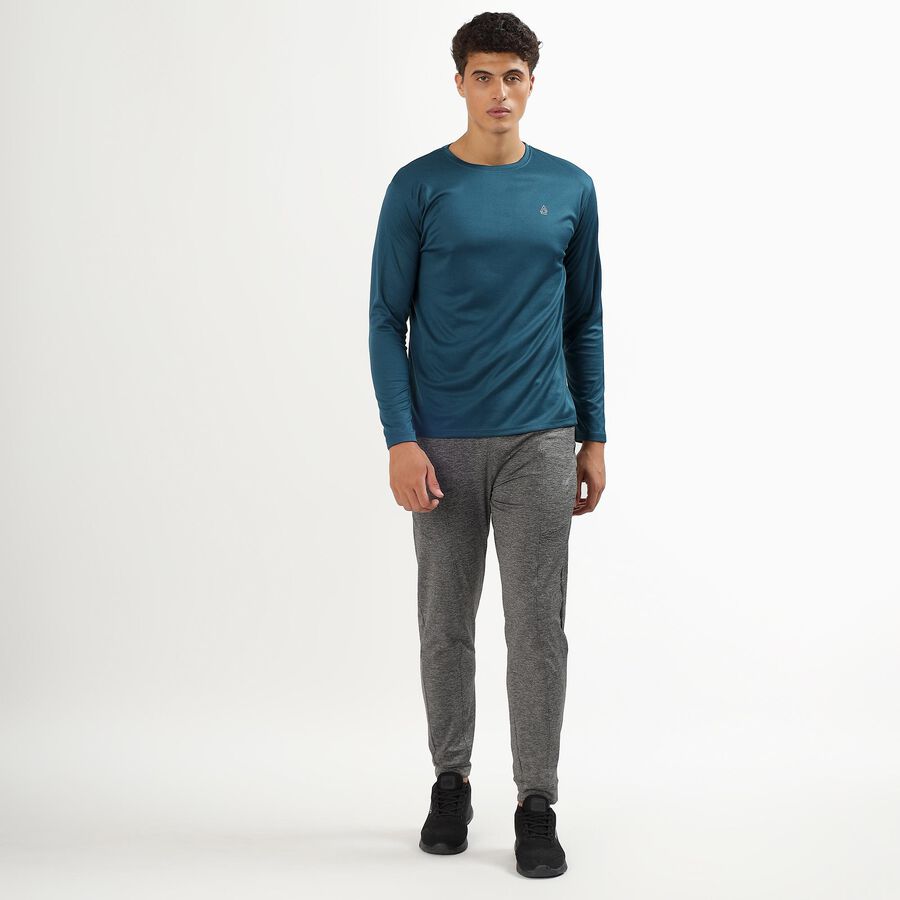 Men's Deep Midnight Navy Blue Round Neck Casual T-Shirt, Teal Blue, large image number null