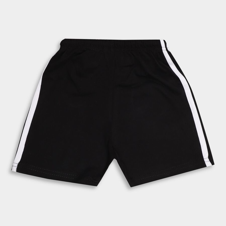 Boys' Jet Black Printed Elastic Waist Bermuda Shorts, Black, large image number null