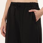 Women's Black Slim Fit Cuffed Track Pants, Black, small