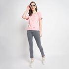 Cotton Round Neck T-Shirt, Pink, small image number null