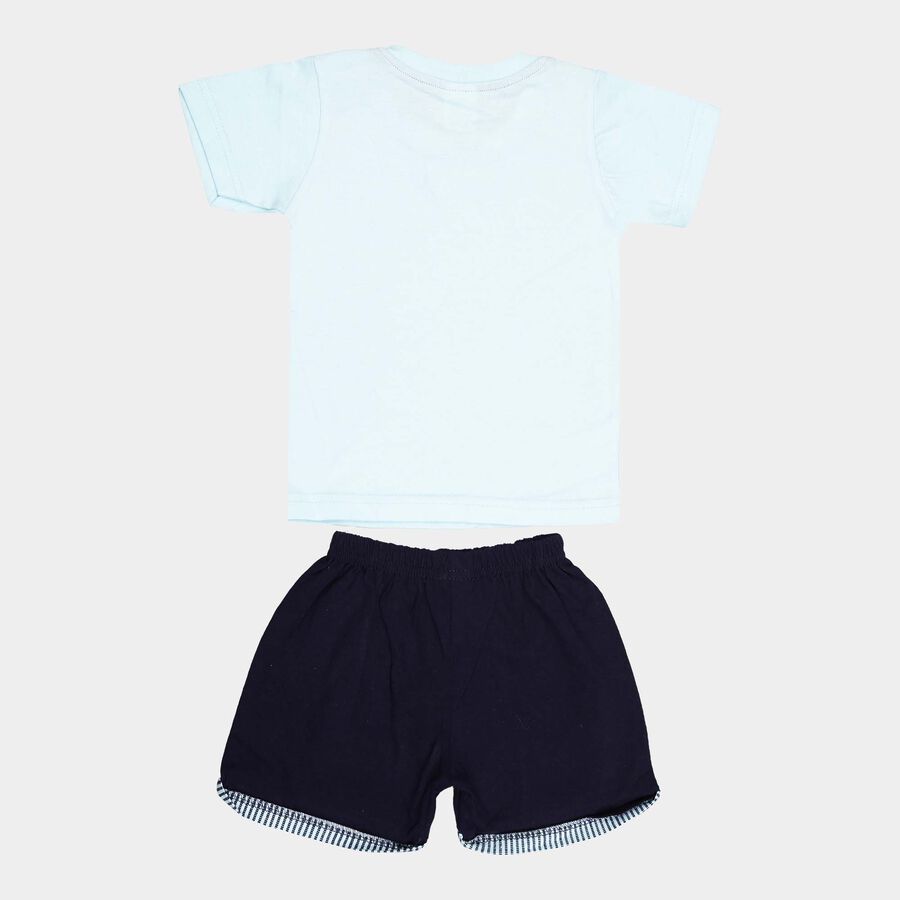Infants Cotton Round Neck Baba Suit, Aqua, large image number null