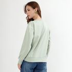 Women's Light Sage Green Crew Neck Casual Sweatshirt, हल्का हरा, small image number null