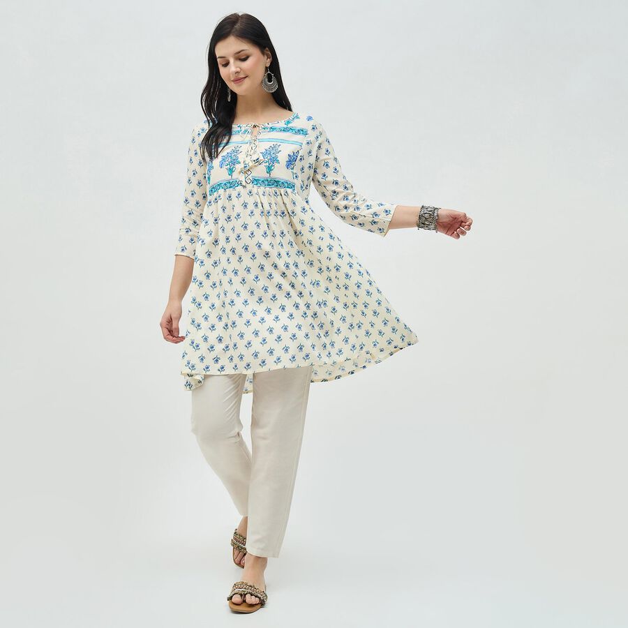 Women's Light Blue Round Neck Classic Kurta, Light Blue, large