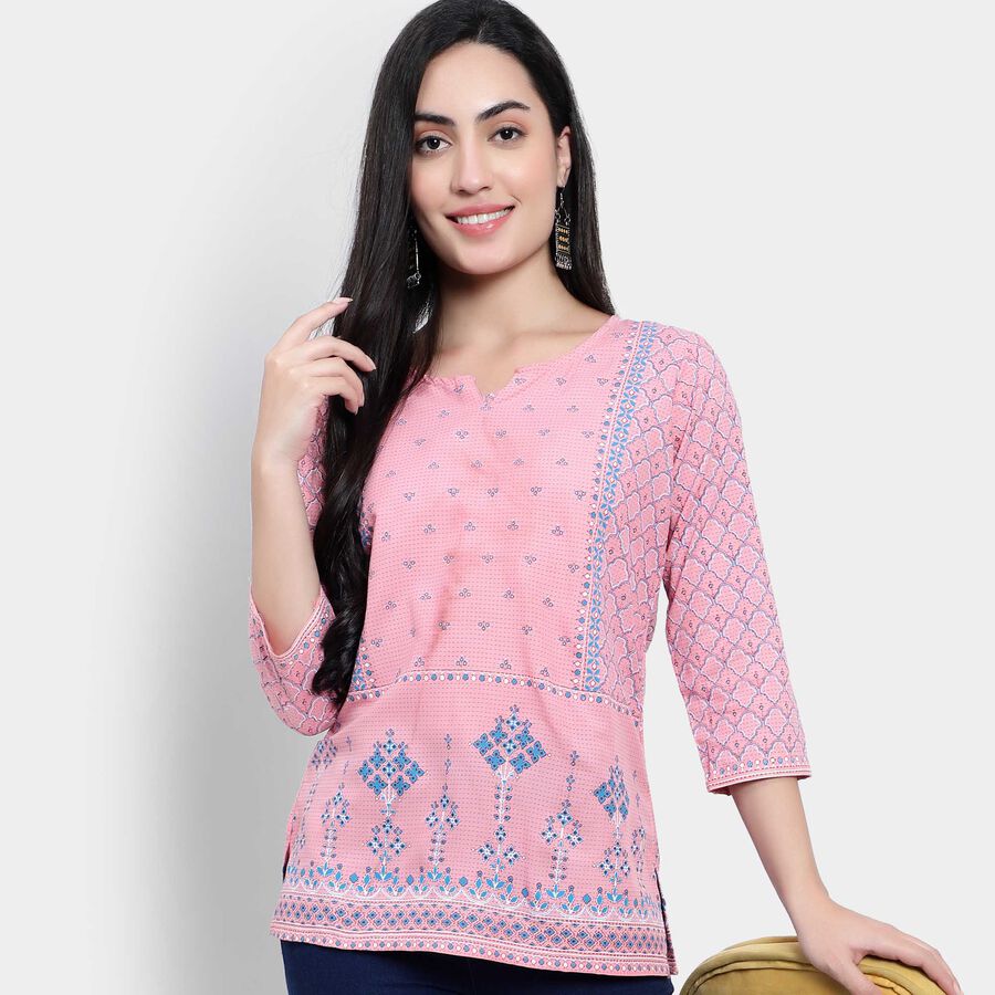 All Over Print Straight Kurti, गुलाबी, large image number null