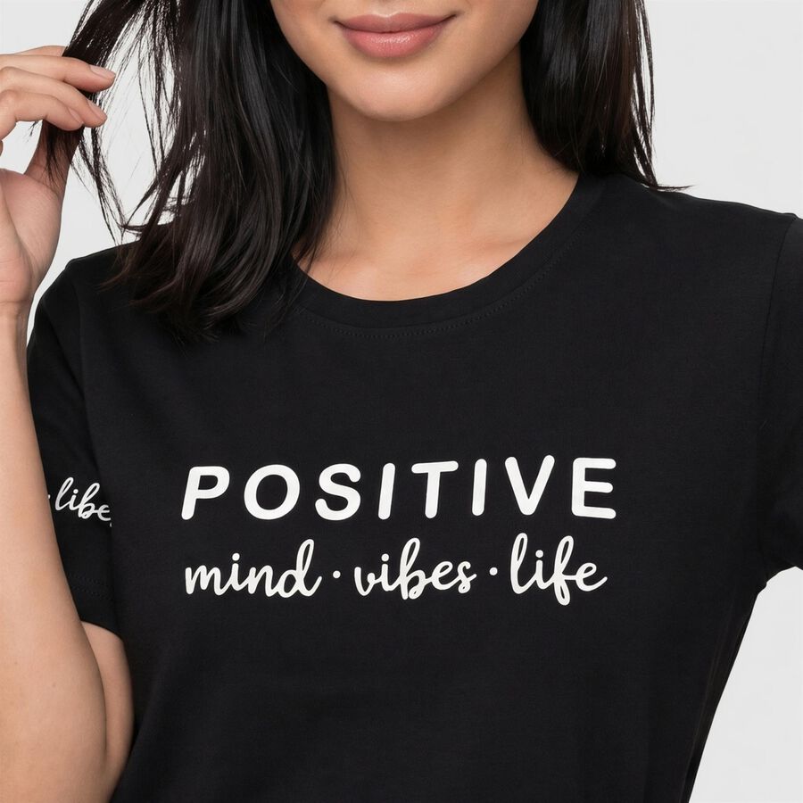 Women's Black Round Neck Regular T-Shirt, Black, large