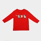 Infants Red Cotton Round Neck Regular T-Shirt, Red, small