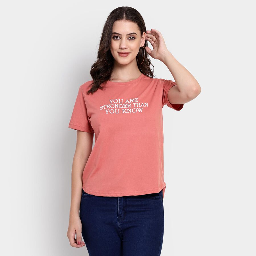 Ladies' Round Neck T-Shirt , गुलाबी, large image number null