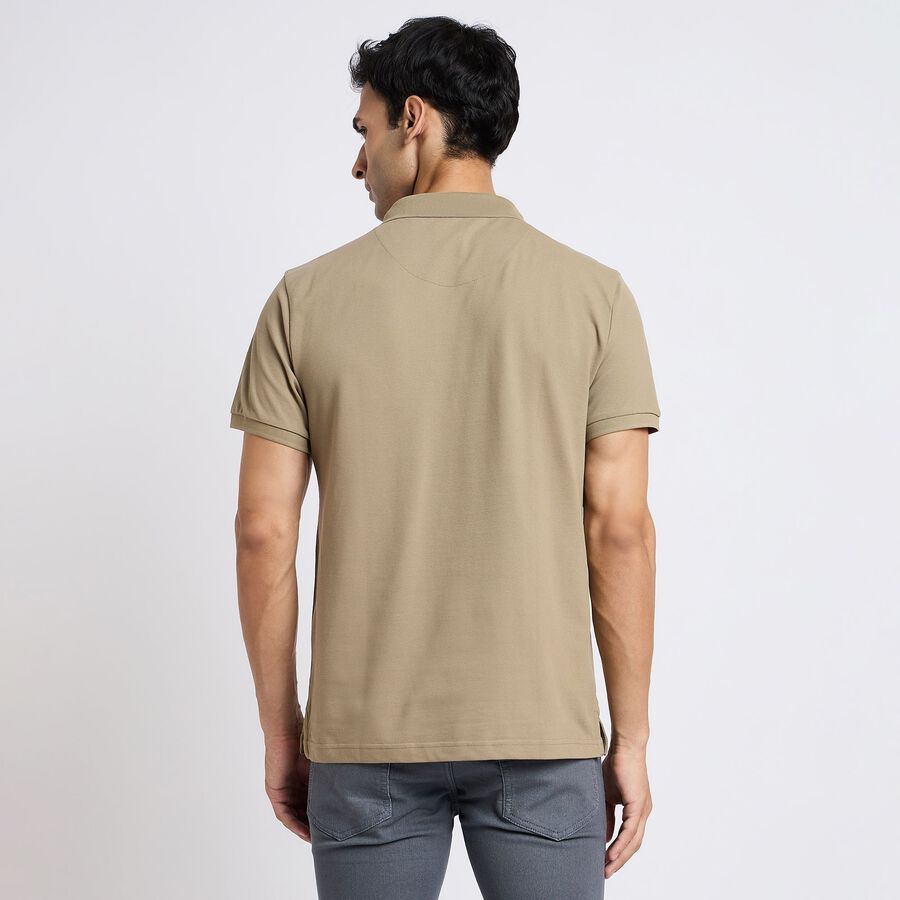 Men's Collared Half Sleeves T-Shirt, खाकी, large image number null