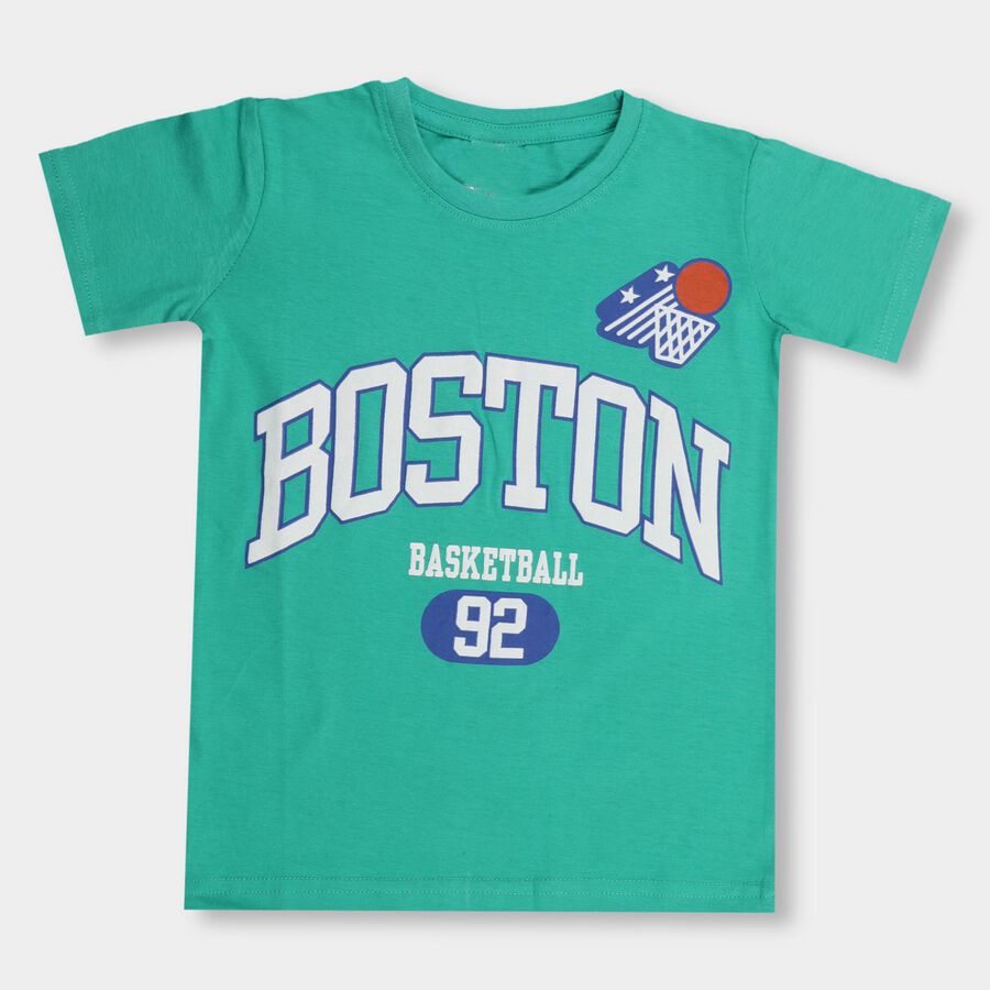 Boys' 100% Cotton Half Sleeves T-Shirt , Dark Green, large image number null