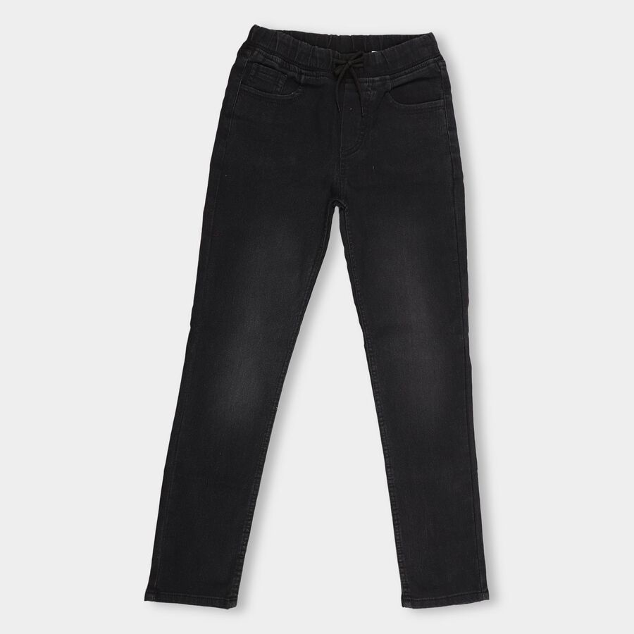Boys' Dusty Charcoal Black Slim Fit Basic Jeans, Black, large image number null