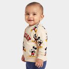 Infants' Beige Cotton Round Neck Pullover Sweatshirt, गहरा पीला, small