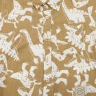 Boys Beige Cotton Printed Regular Fit Shirt, Beige, small