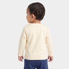 Infants Beige Cotton Round Neck Regular T-Shirt, Beige, small