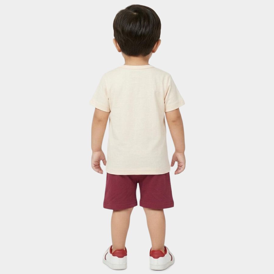 Infants' Purple Cotton Round Neck Printed Baba Suit, बैंगनी, large