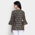 All Over Print 3/4th Sleeves Straight Kurti, Black, small image number null