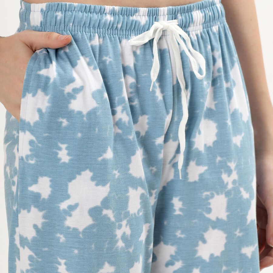 Women's Light Blue All Over Printed Full Length Pyjama, हल्का नीला, large image number null