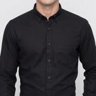 Men's Black Slim Fit Formal Shirt, काला, small