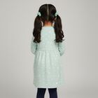 Girls' Mint Green Polka Dot Long Sleeve Frock, हल्का हरा, small image number null