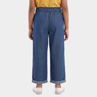 Girls Blue Wide Leg Embroidered Jeans, मध्यम नीला, small