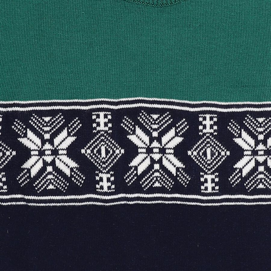 Boys Dark Green and Navy Crew Neck Casual Pullover, गहरा हरा, large image number null