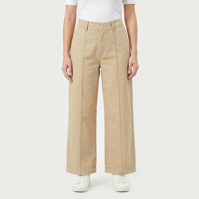 Women's Off White Wide Leg Seam Detail Jeans