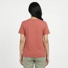 Women Pink Round Neck Casual T-Shirt, Pink, small