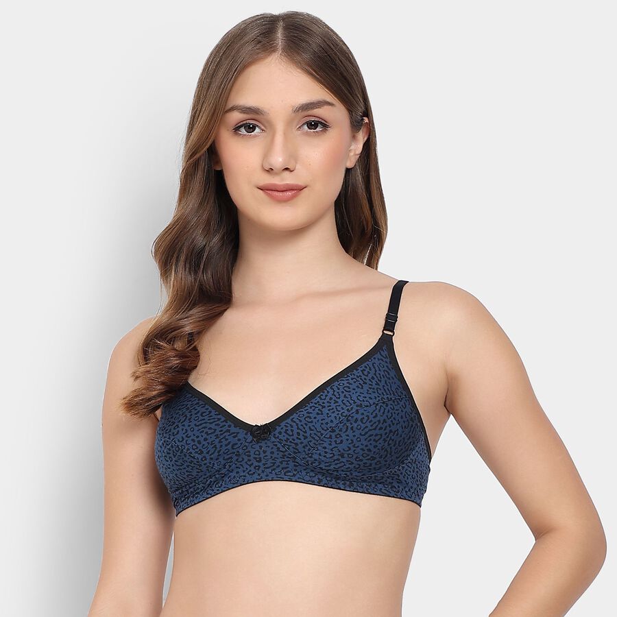 Ladies' 100% Cotton Non-Padded Bra, गहरा नीला, large image number null