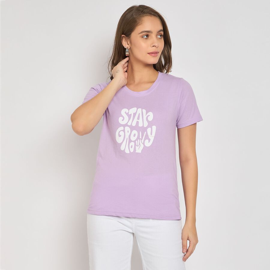 Ladies' Round Neck T-Shirt, लाइलेक, large image number null