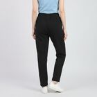 Women Black Straight Fit Drawstring Waist Track Pants, Black, small