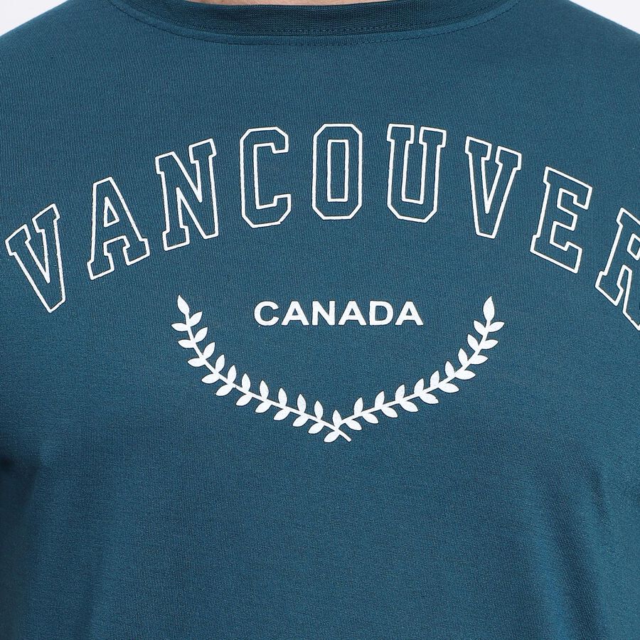 Men's Round Neck Half Sleeves T-Shirt , Teal Blue, large image number null