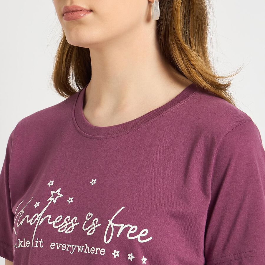 Ladies' Round Neck T-Shirt , Pink, large