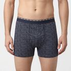 Men's Navy Blue Regular Fit Printed Trunks, नेवी ब्लू, small