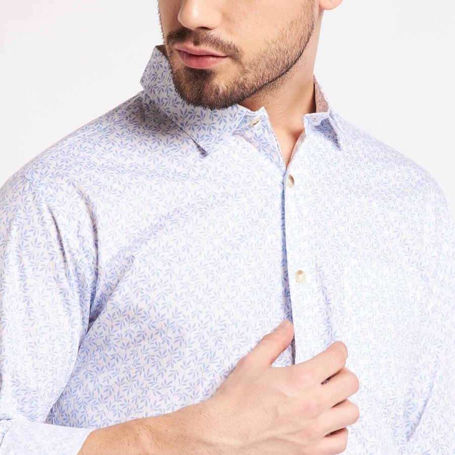 Cotton Printed Casual Shirt, Light Blue, large image number null