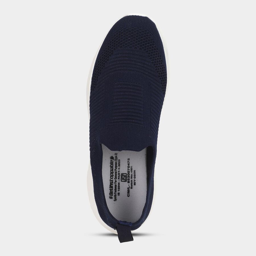 Women's Deep Midnight Navy Blue Slip-On Casual Sneakers, Blue, large
