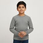 Boys Muted Charcoal Black Round Neck Thermal, मिश्रित मध्यम ग्रे, small image number null