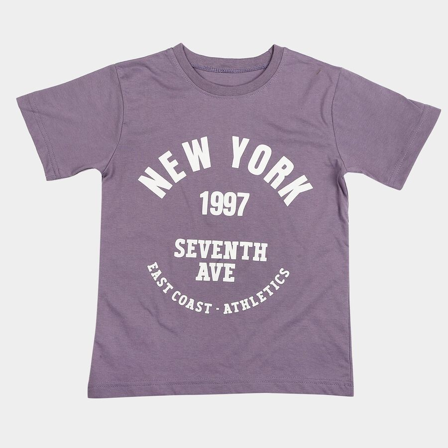 Boys Purple Crew Neck Regular Boys T-Shirt, लाइलेक, large